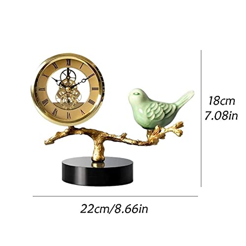 Reloj de mesa de lujo vintage y cerámica con esfera de latón para casa 3