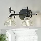 OFFDARKS Bathroom Vanity Light Bathroom Lighting Fixtures Over Mirror 2 Lights Matte Black Wall Scon