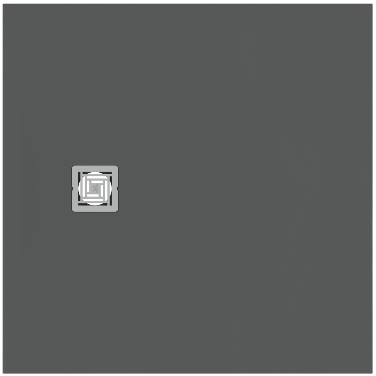 Ideal Standard - Ultra Flat S +, ultra-cienki kwadratowy talerz prysznicowy z żywicy o wyglądzie kamienia, 100 x 100 cm, idealny solidny, betonowy szary