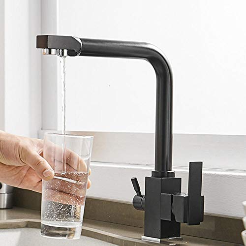 Robinet mitigeur d'évier de cuisine 3 en 1 en laiton durable avec voies indépendantes