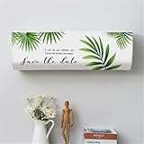 Hiseng Cubierta de Aire Acondicionado Montada en la Pared, Impresión Funda para Aire Acondicionado Interior,Prueba de Polvo Aire Acondicionado Cubierta (Hojas de Palma,92 * 24 * 30（3P)