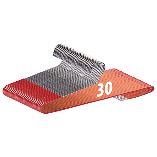 Image of ROLLYWARE Saree Hanger- India's First Unique Design Hanger with Lower Band Lock - Premium Stainless Steel Sadi, Pants, Scarfs & Other Clothes Hangers for Wardrobe (Red, 30)