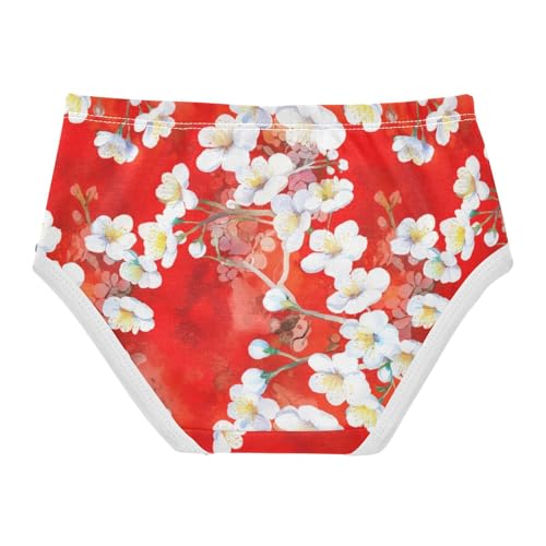 Joisal Cotton Girls Underwear Toddler White Cherry Blossom Flowers Red Little Girl Panties Stylish Kids Briefs Undies 2t2