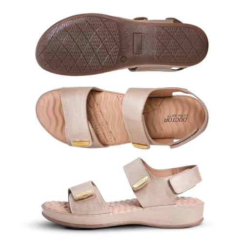 Image of DOCTOR EXTRA SOFT Women's Comfort Sandals with Memory Foam Cushion & TPR Outsole|Stylish & Lightweight Casual & Non-Slip Diabetic | Orthopedic Flip Flops /Slippers Adjustable Strap Ladies & Girls D-619
