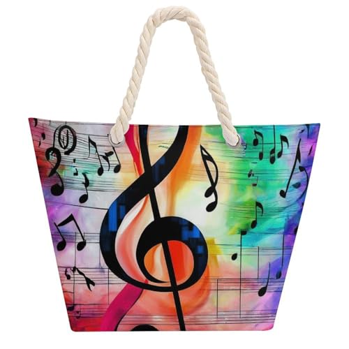 Casual Grocery Tote Bag for Women Reusable Waterproof Beach Bag with Hemp Rope Waterproof Travel Shoulder Bags