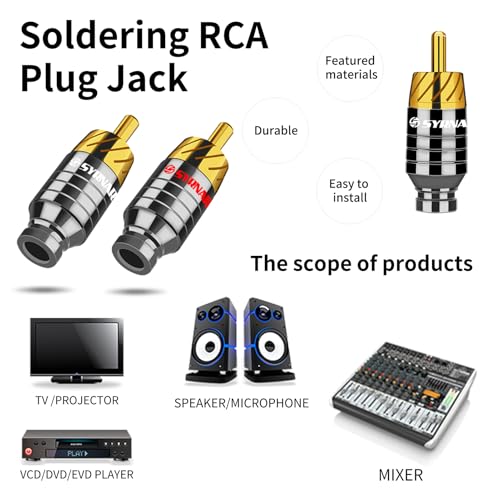 Conector RCA chapado en oro para audio, pack de 2 miniatura 2
