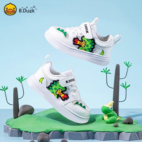 B.Duck Toddler Shoes Cartoon Dinosaur Sneakers Boys Girls Casual Tennis Walking Shoes Lightweight White4