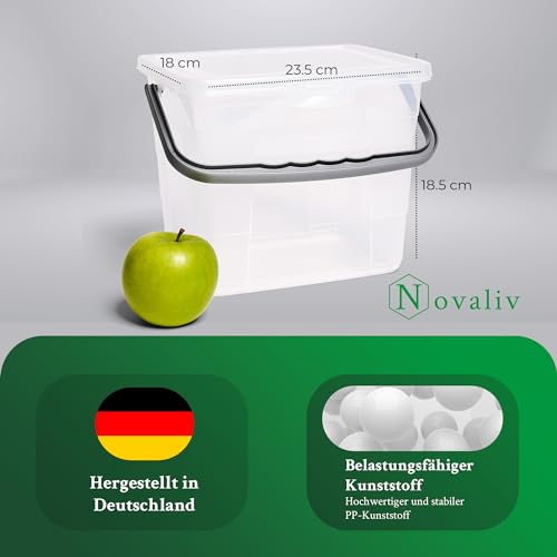 Novaliv 10x Waschmittelbox mit Deckel 4 Liter I Transparent I 23,5 x 18 x 18,5 cm I Box Waschpulver Aufbewahrungsbox mit Henkel Waschmittel… – Ansicht 2