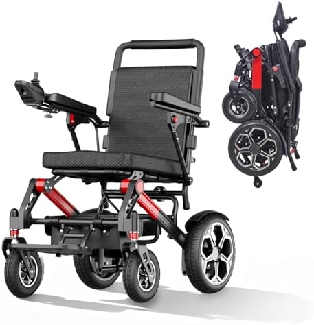 ByteTecpeak D10 Elektrorollstuhl Faltbar Leicht, 20 km Reichweite | Flugzeugzulassung, 500 W Motor, 12Ah Akku, Für Senioren & Behinderte, PU-Räder, Bis 150 kg, Outdoor E-Rollstuhl,