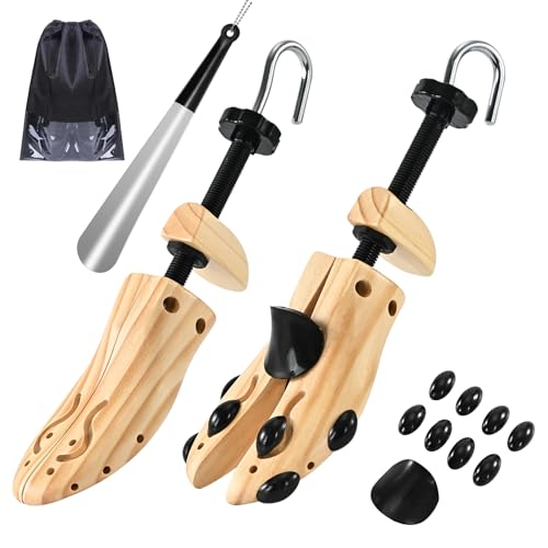 JJDPARTS Schuhspanner Holz, Schuhspanner Herren und Damen, 4-Wege Schuhdehner, Schuhweiter für Einstellbare Länge und Breite mit