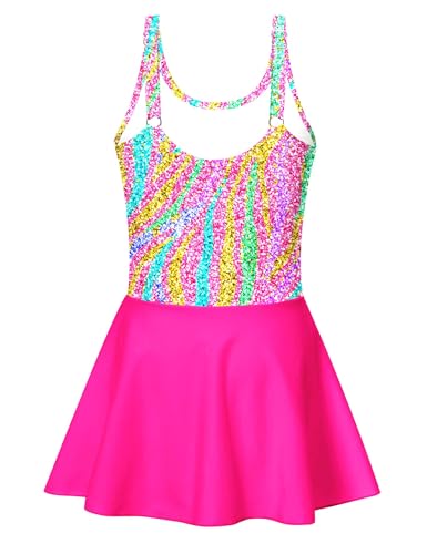 Image of Yousie Girls Swimsuit One Piece Tropical Kids Bathing Suit Swimwear Adjustable Swim Dress 5-9 Years