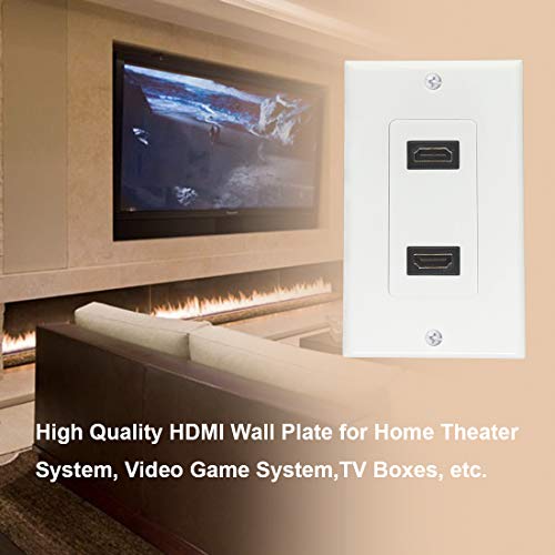 Bealuffe Hdmi Wall Plate Wall Outlet Panel For Home Theater Hdmi Socket Coupler Support 4K Hdr Arc 3D Ethernet (White 2 Port) #TOP5