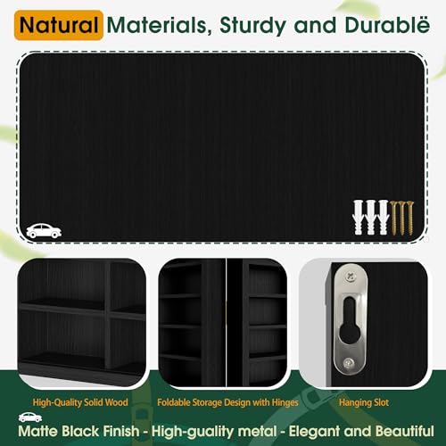 Image of Model Car Display Case 24 x 17 in, Holds 54 Fits 1 /64 Scale Toy car Storage Organizer,Wall-Mounted Toy Shelf Display Storage, Collapsible Wooden Box with 2 Acrylic Cover Plates (Only Box - Black)