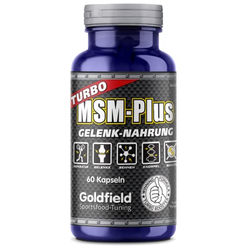Goldfield MSM Plus | MSM Kapseln Hochdosiert | Schützt Gelenke, Sehnen, Muskeln, Knorpel, Bindegewebe, Haut, Haare und Nägel | Methylsulfonylmethan Gelenkkapseln | 60 Kapseln