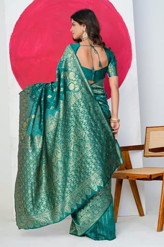 Image of MIRCHI FASHION Women Saree | Banarasi Silk Woven Design Daily Regular Use Sari with Blouse