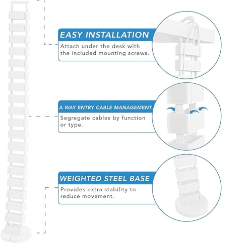 Image of Fitix Cable Management Kit, Adjustable Quad Entry Flexible Spine Wire Organizer Cord Snake for Home Office (25 Spine)