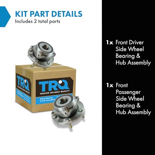 Image of TRQ Front Left and Right Wheel Bearing and Hub Assembly Set 2 Piece Compatible with 2019 Subaru Ascent 19-21 Forester 15-20 Legacy 15-20 Outback 04-14 Impreza WRX STI 2013 Impreza WRX STI Limited