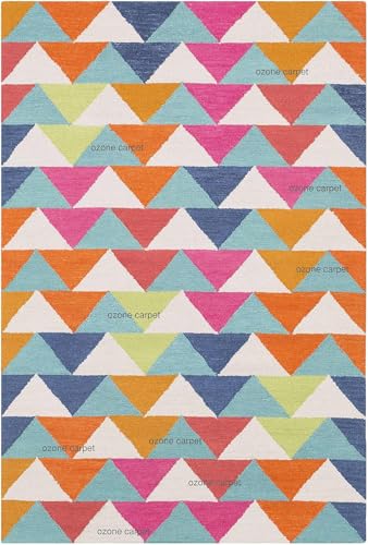 Image of Hand Tufted Wool Carpets Anti Shedding Rug Modern Carpets for Living Room Size 2x6 Feet