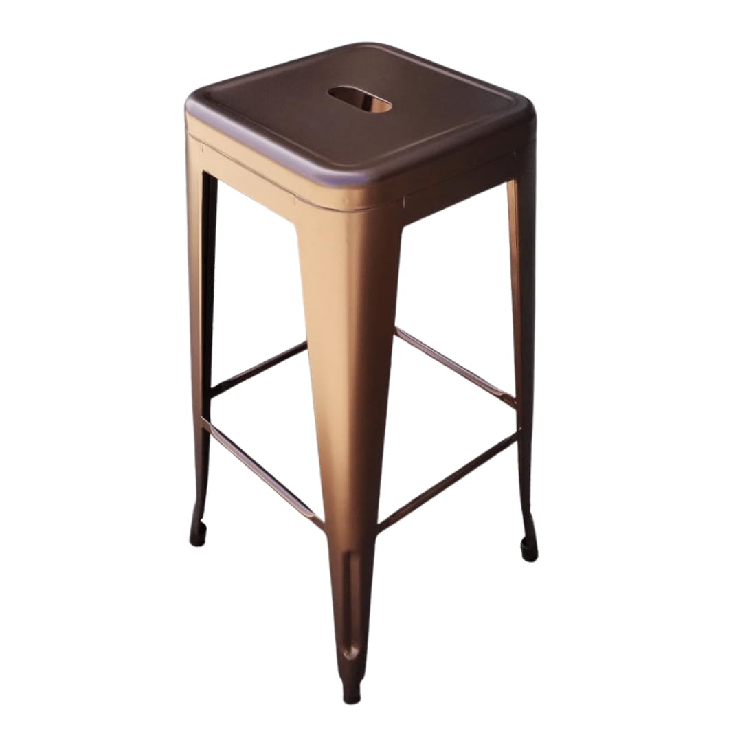 HOM4NISH Metal Bar Stool with Footrest - Set of 2, 4 - Backless, Armless, Square Seat, Counter Height, Stackable Bar Chair — image 1