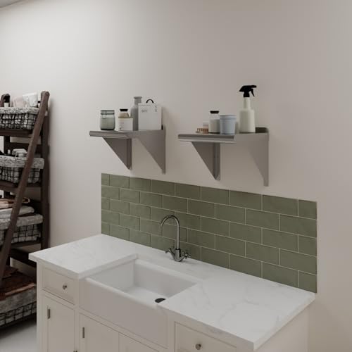 Image of AmGood 12 in. x 12 in. Stainless Steel Wall Shelf | NSF | Metal Shelving | Garage, Laundry, Storage, Utility Room | Restaurant, Commercial Kitchen