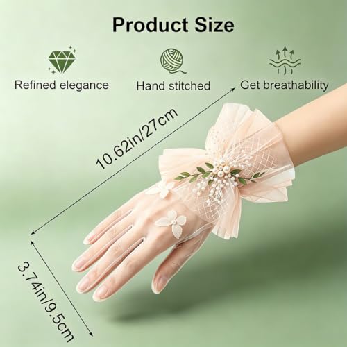 Image of PATPAT Bridal Wedding White Gloves for Women with Pearl, Elegant Lace Gloves for Women Princess Glove for Bride, Cosplay & Formal Events Banquet Stage Performance Accessories