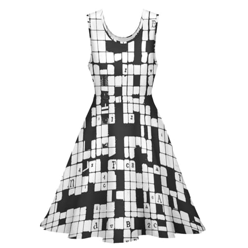open lace back dress Crossword Puzzle Pattern Women's Print Crew Neck Classic Mini Dress XS at  Amazon Women's Clothing store