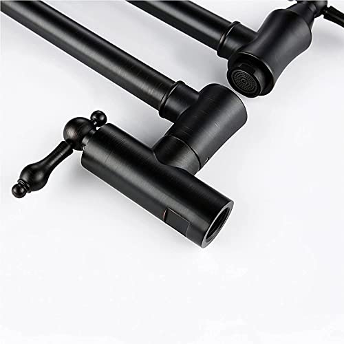Robinet de remplissage de pot mural noir et extensible pour évier de cuisine