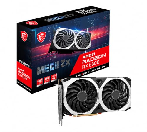 Image of RX 6600 MECH 2X 8G Radeon Gaming Graphics Card, 8GB GDDR6, AMD Radeon RX 6600, 128-Bit, PCIe 4.0 x8, Dual Fan Cooling, 1792 Stream Processors | Pre-Owned