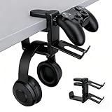 Soporte giratorio para auriculares con giro de 360°, soporte ajustable para auriculares debajo del escritorio, regalo del día de San Valentín, colgador universal para auriculares para juegos y oficina