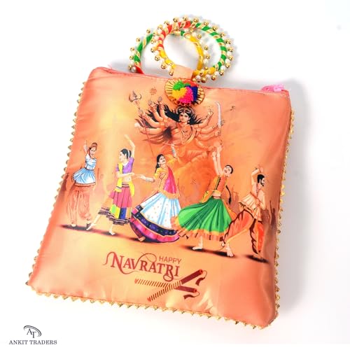 Image of Women Potli Bags Pack of 3 | with Zip & Bangle Handle | Traditional Shagun Return Gifts for Navratri, Bhajan, Kanjak, Garba