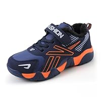 Boys Girls Snow Boots Kids Waterproof Fur Lined Sneakers Winter Warm Shoes Trekking Hilking Shoes Boys Climbing Trainers Travelling Sports Shoes Kids School Shoes Orange
