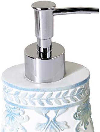 Madeleine Soap/Lotion Pump Dispenser with Distressed Floral Carving - Ceramic image 5