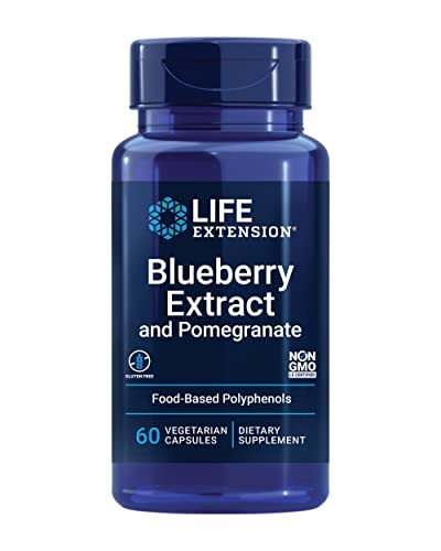 Life Extension Blueberry Extract & Pomegranate – Antioxidants Supplement With Wild Blueberry & Pomegranate Polyphenols For Brain And Heart Health - Gluten-Free, Non-Gmo, Vegetarian – 60 Capsules #TOP27