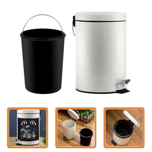 Caneca de basura con pedal 3L blanca PRETYZOOM miniatura 3