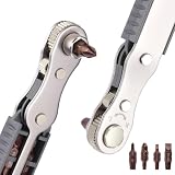 OSDUE Ratschenschlüssel Magnetisch, 134mm 1/4 Zoll Ratschen Wendeschrauber, Mini-ratschen Schraubenschlüssel für Gadgets, Autos, Häuser, Maschinen und andere Geräte