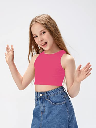 Soly Hux Girl's Summer Sleeveless Round Neck Casual Baisc Crop Tank Tops #TOP3