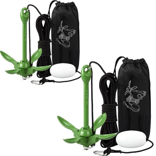 Image of Lounsweer 2 Pack 1.5 /3.5 lb Marine Kayak Anchor Kit Folding Grapnel Anchor Kit Boat Kayak Fishing Accessories for Small Boats Kayaks Canoe Paddle Boards