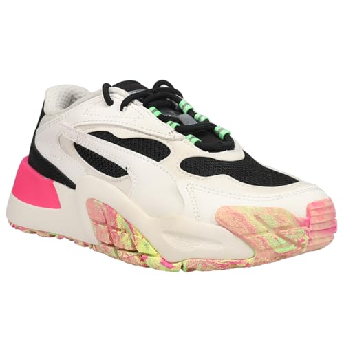 PUMA PUMA Women's Hedra Chaos Sneakers, Marshmallow Black/Glowing Pink, 5.5 Medium US