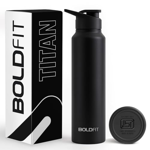 Image of Boldfit Stainless Steel Water Bottle 1 Litre - BPA-Free, Leak-Proof & Rust-Free Metal Bottle with Handle - Lightweight, Food-Grade, Easy to Clean - Ideal for Office, Gym, School, Travel & Fridge Use