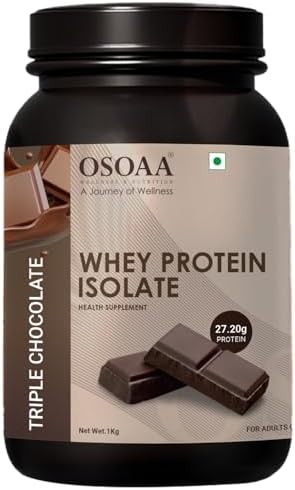 OSOAA Whey Protein Isolate Powder 1kg, Triple Chocolate | 27.2g Protein Powder for Muscle Support & Recovery | 100% Authentic Protein Supplement Powder & No Adulteration