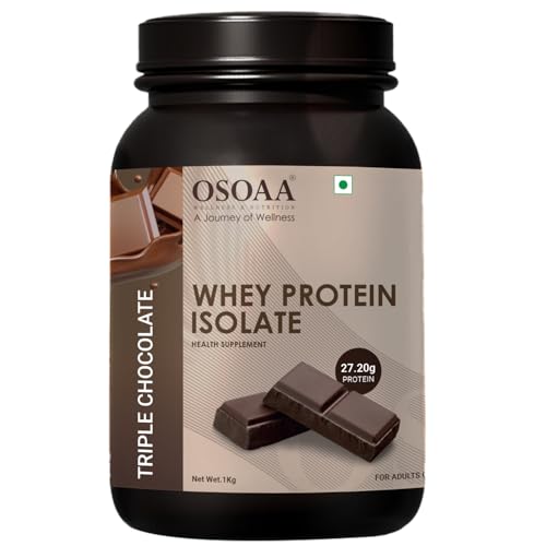 OSOAA Whey Protein Isolate Powder 1kg, Triple Chocolate | 27.2g Protein Powder for Muscle Support & Recovery | 100% Authentic Protein Supplement Powder & No Adulteration