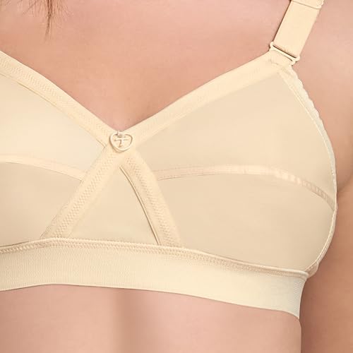 Image of TRYLO KPL Women's Cotton Non-Padded Bra Black /Black Currant /Butter SCOT /Coral /MARUN /Rasberry /Rose Gold /Nude /Sapphire /Skin /White 30 to 40 Available Cups C to I