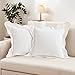 HAUSSY Scalloped Pillow Covers 18x18 Set of 2,Decorative Throw Pillows Cute Aesthetic Preppy Cushion Covers for Couch Bed Living Room,White