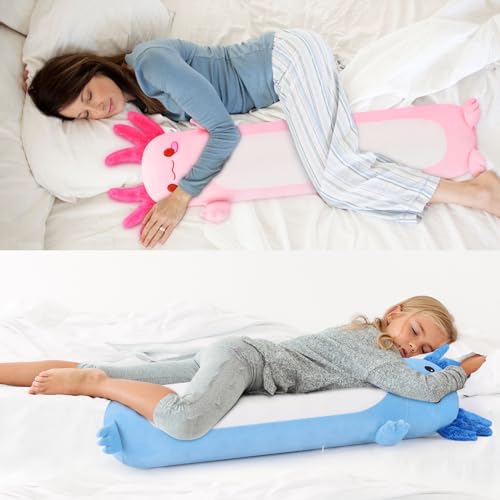 Auspicious Beginning AB-198988 35.4Inch Cute Axolotl Stuffed Animal Plush Pillow, Soft Kawaii Cat Face Newt Plush Toy Body Pillow Gifts  thumb #3