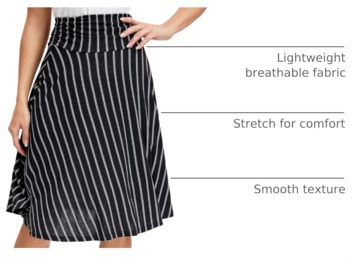 Image of Urban CoCo Women's Ruched High Waist Knee Length Jersey A-Line Stretchy Flared Casual Skirt