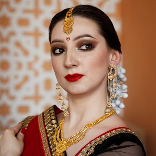 Aonklot Jhumkas Indian Earrings for Women Boho Ball Chandelier Tassel Statement Dangle Earrings Wedding Bridal Jhumki Bollywood Bell Jewelry Gifts Indian Dresses Outfits2