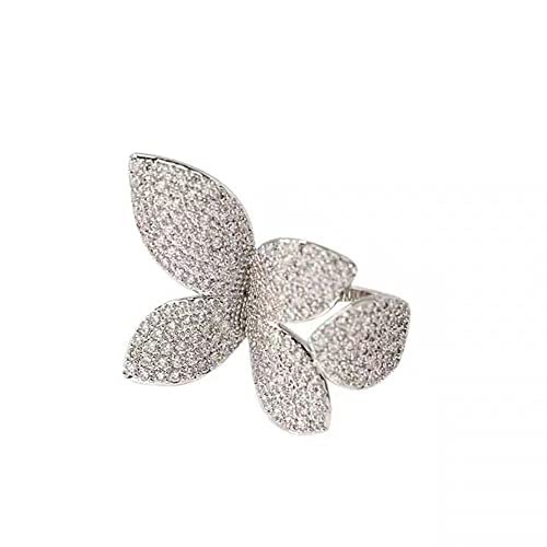 IMINI Bague papillon avec strass en pierres précieuses - Bague enveloppante ouverte - Bague de...