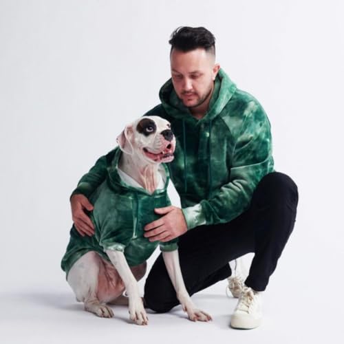 Spark Paws Hunde-Kapuzenpullover, Premium-Qualität, samtweich, überlegener Komfort und Passform, beruhigendes Fleece-Innenfutter, geeignet für alle Rassen, Green Skydye, Größe XL