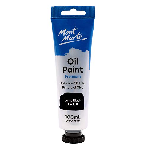 Mont Marte Oil Paint Premium 3.4 US fl.oz (100ml) Tube Ivory Black Heavy Body Paint Artist Quality Good Coverage Excellent Tinting Strength Ideal for Painting Canvas