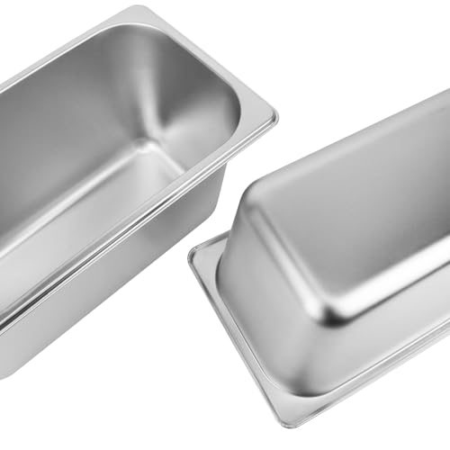 Image of 4 Pack, 1 /3 Size Stainless Steel Steam Table Pan with Lid, 6 Inch Depth Hotel Pans for Weddings, Parties, Restaurants, Cafeterias and Hotels